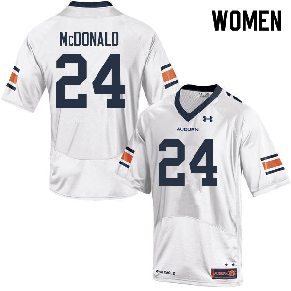 Women #24 Craig McDonald Auburn Tigers College Football Jerseys Sale-White - Click Image to Close